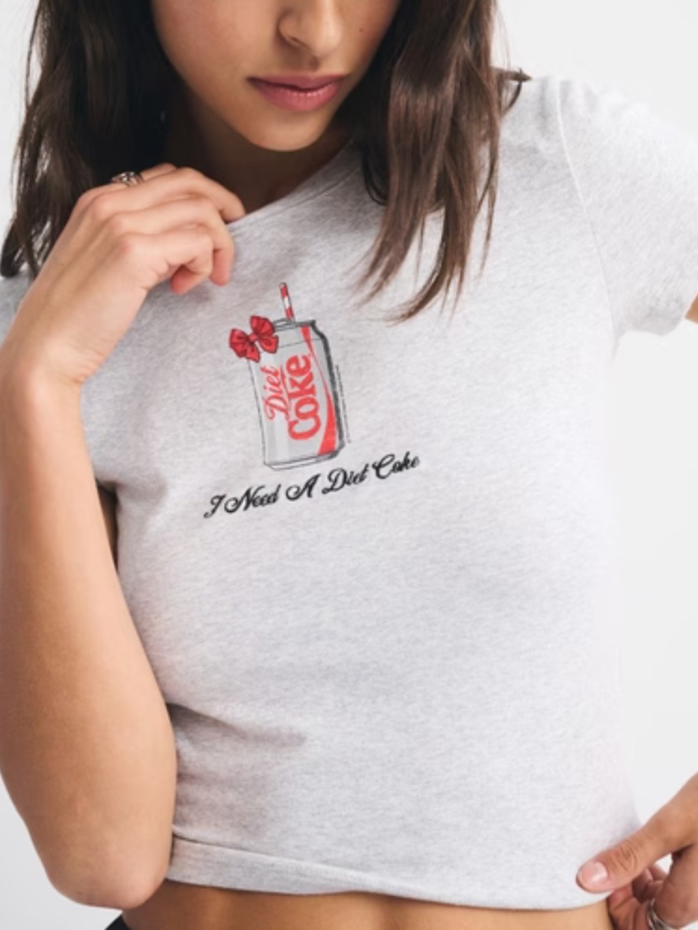 Abercrombie & Fitch Light Gray I Need A Diet Coke Graphic Baby Tee
